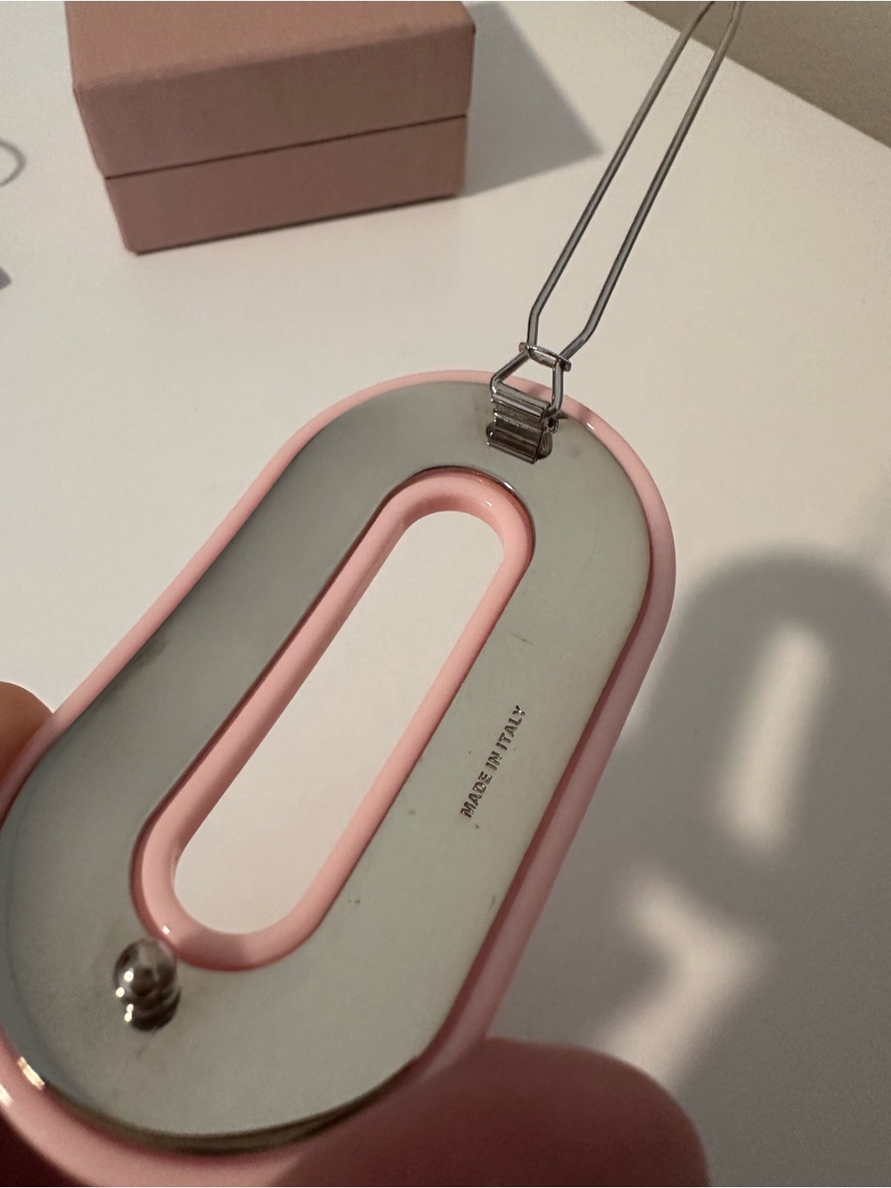 Miu Miu Pink Enamel Logo Hair Clip full inclusion - Picture 7 of 11